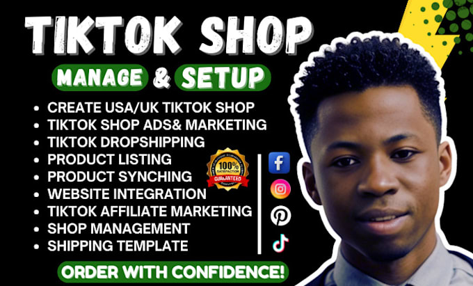 Gig Preview - Setup manage tiktok shop tiktok dropshipping tiktok ads manager product listing