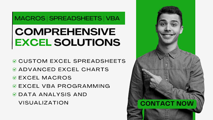 Gig Preview - Create custom excel spreadsheets, charts, macros, and vba solutions