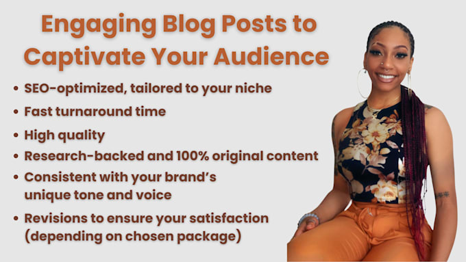 Gig Preview - Write SEO friendly and engaging blog posts tailored to your audience