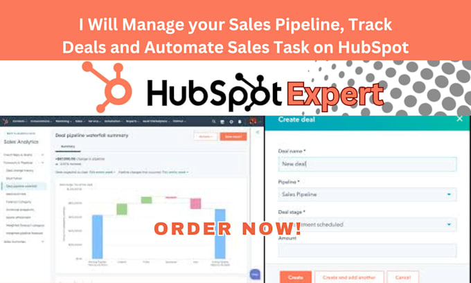 Gig Preview - Manage your sales pipeline, track deals and automate sales task on hubspot