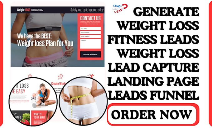 Gig Preview - Generate weightloss leads fitness weight loss landing page fitness lead funnel