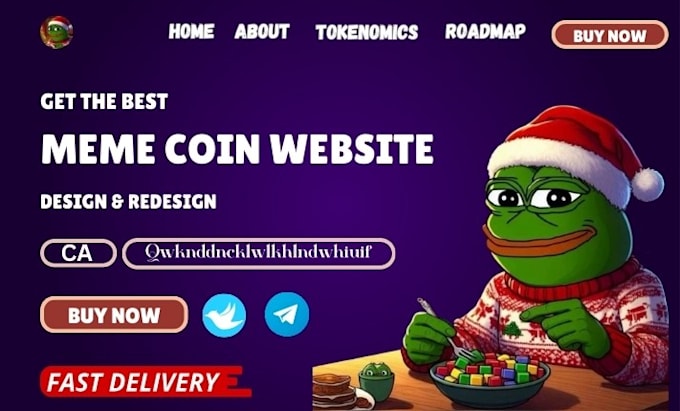 Gig Preview - Create crypto website, memecoin landing page, memecoin website, pepe website