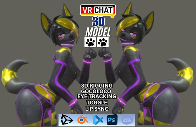 Gig Preview - Custom furry vrchat avatar nsfw fursona vtuber vrc avatar furry avatar pngtuber