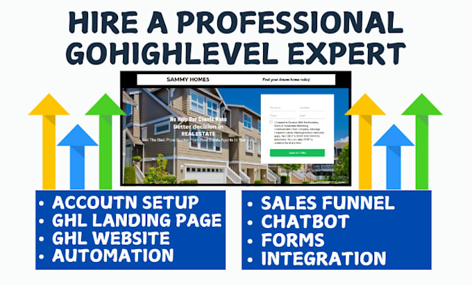 Gig Preview - Design gohighlevel landing page sales funnel automation ghl website chatbot form