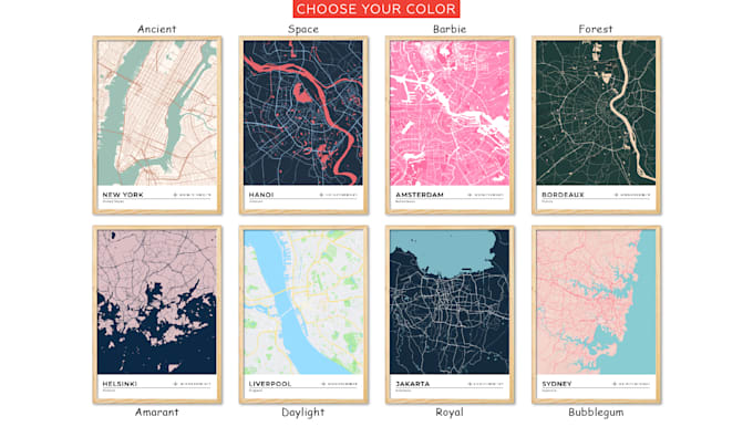 Gig Preview - Design a city or region wall map poster, any city