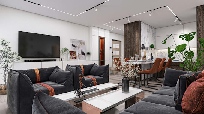 Gig Preview - Visualize 3d house apartment,interior design,livingroom furniture,vray rendering