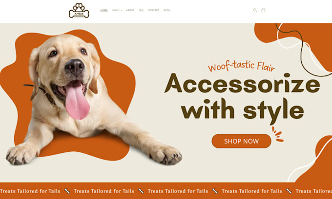 Gig Preview - Design pet store pet shopify store pet dropshipping pet accessories pet website