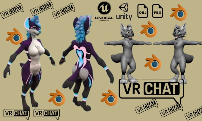 Bestseller - do furry avatar, vrchat avatar, vr chat avatar, vrc character, vtuber, 3d avatar