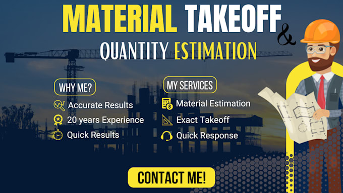 Gig Preview - Deliver material takeoff services and construction cost estimation services