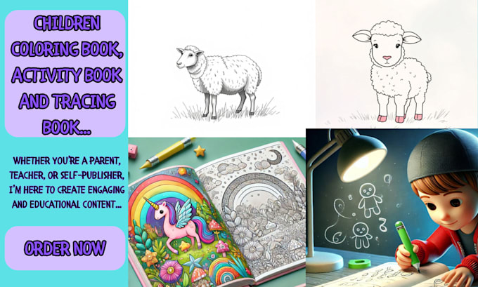 Gig Preview - Design kids activity book, colouring book, children worksheet, book cover design