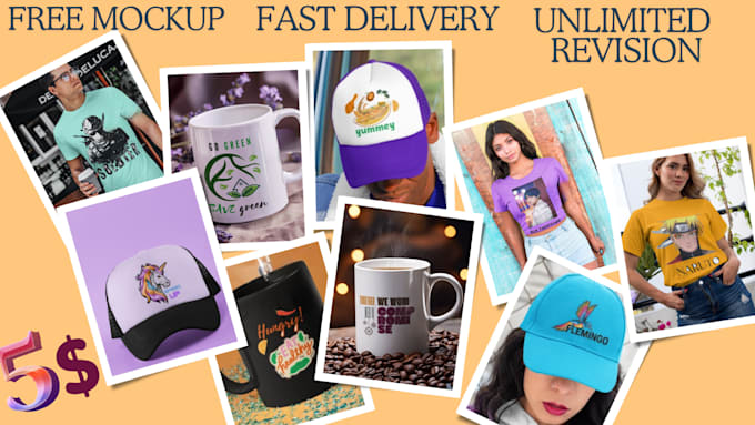 Gig Preview - Design trendy mugs, cap, t shirt for your business