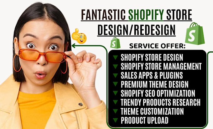 Gig Preview - Create, redesign shopify website, dropshipping store ecommerce as shopify expert