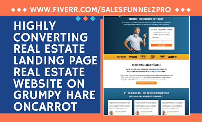 Gig Preview - Build real estate landing page grumpy hare real estate investor oncarrot website