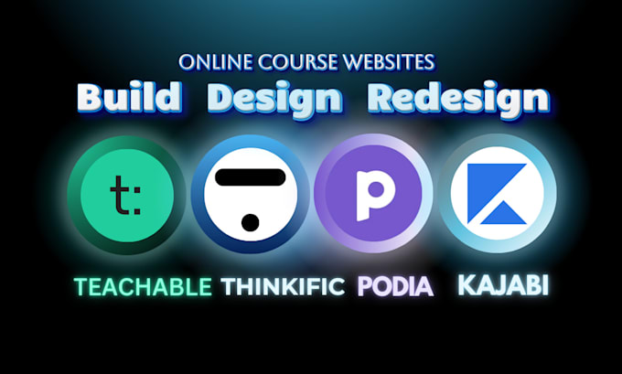 Gig Preview - Redesign teachable course website, design podia, SEO thinkific, custom kajabi