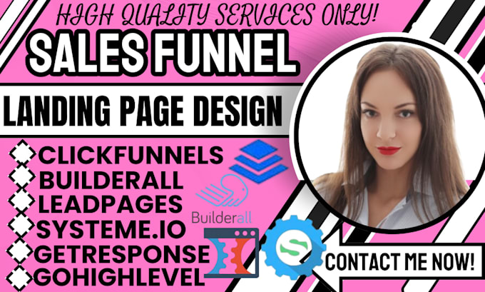 Gig Preview - Setup funnels landing pages in clickfunnels, getresponse, builderall, leadpage