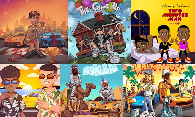 Gig Preview - Draw illustrated cartoon album cover art design, mixtape, single artwork cover