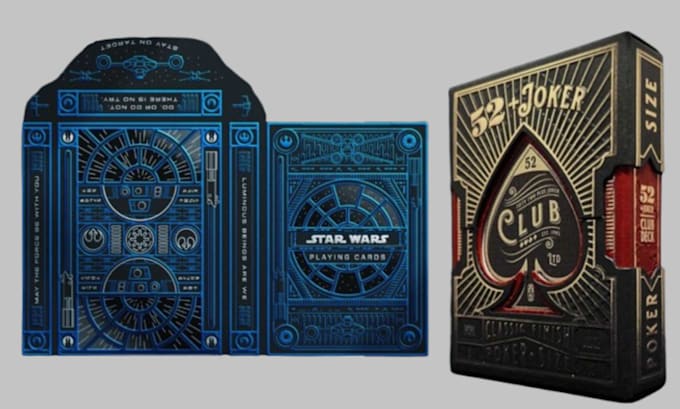 Gig Preview - Design playing card box illustration, card box mockup design, 2d card board game