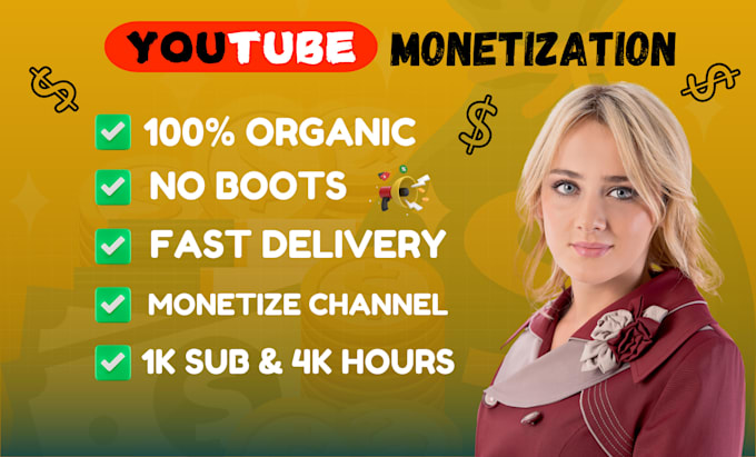 Gig Preview - Do fast organic youtube video or channel promotion for monetization