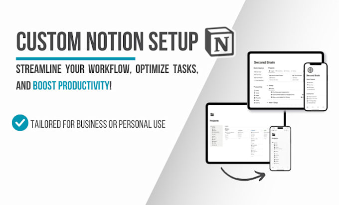 Gig Preview - Create a custom notion setup for your business or personal needs