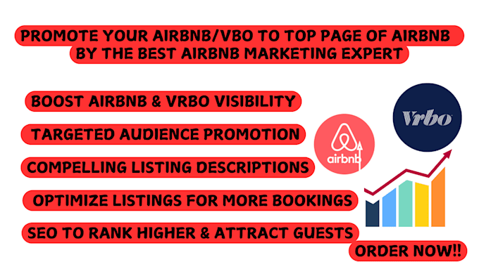 Gig Preview - Do airbnb promotion, airbnb marketing, airbnb listing and vrbo for booking