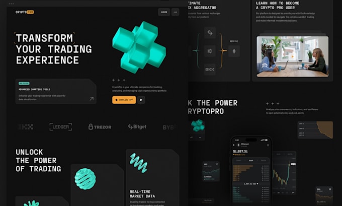 Bestseller - crypto landing page 3d animated website 3d animated landing page figma crypto