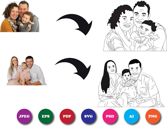 Gig Preview - Convert any image to line art sketch illustration