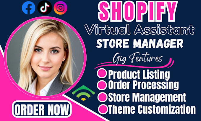 Gig Preview - Manage and be a virtual assistant for shopify dropshipping store to boost sales