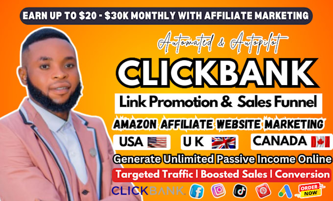 Gig Preview - Clickbank affiliate marketing, affiiate link promotion, amazon affiliate website