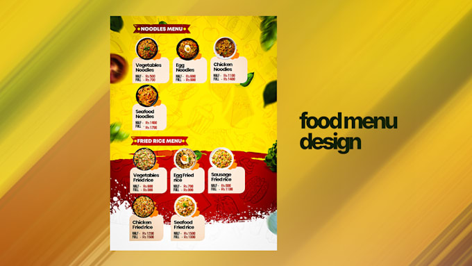 Gig Preview - Design beautiful food menu and restaurant flyer