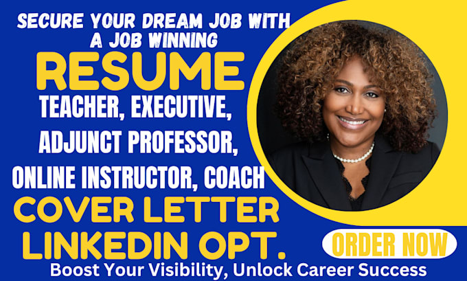 Bestseller - write teacher, adjunct professor, online instructor, coach, and executive resume