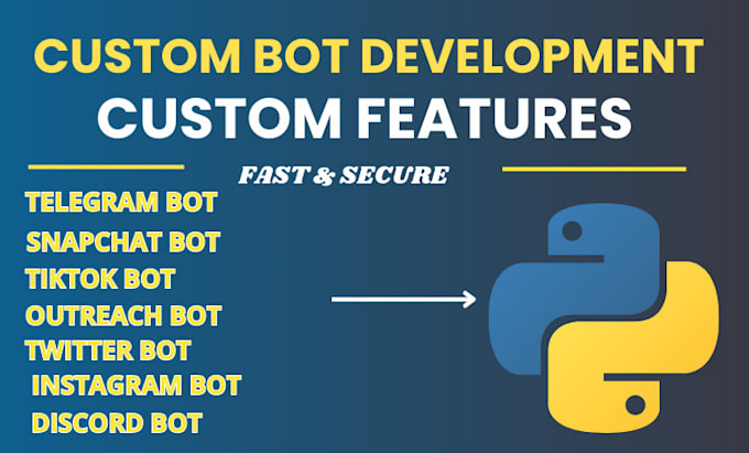 Gig Preview - Develop python social media bot, telegram api bot, twitter api bot, discord bot