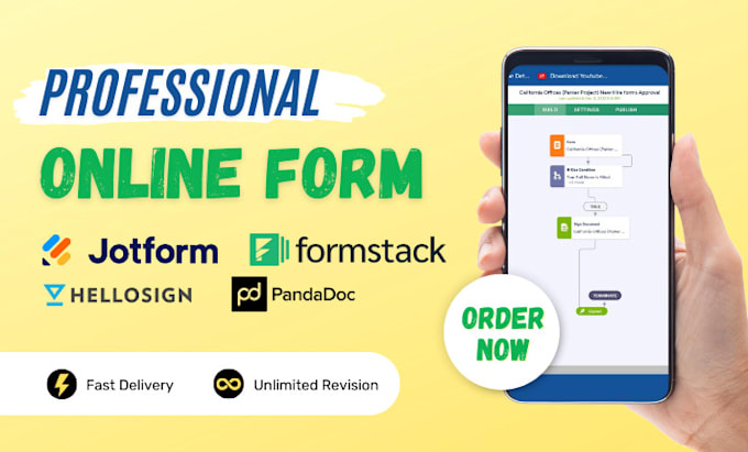 Gig Preview - Build sleek jotform pandadoc hellosign formstack fillable pdf