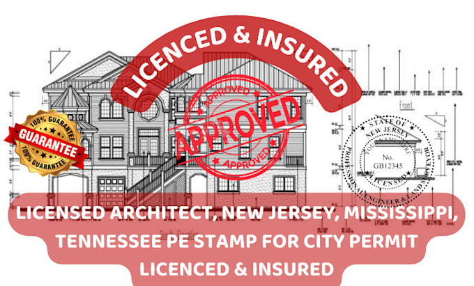 Gig Preview - Do licensed architect, new jersey, missouri, tennessee pe stamp for city permit