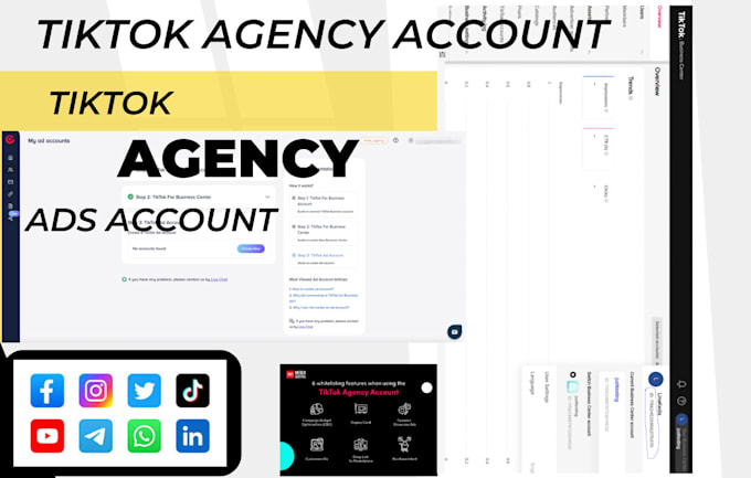 Bestseller - build active tik tok agency ads accounts and help with tik tok agency account