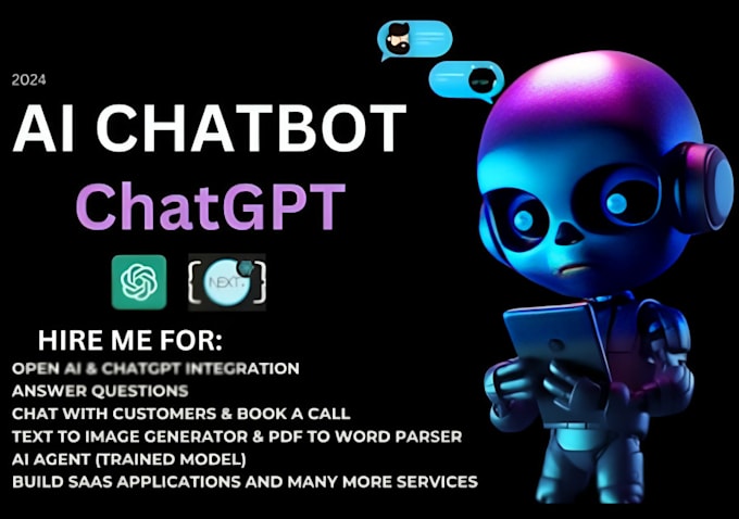 Gig Preview - Custom train ai chatbot for website, webapp, saas twilio vapi bland ai voiceflow