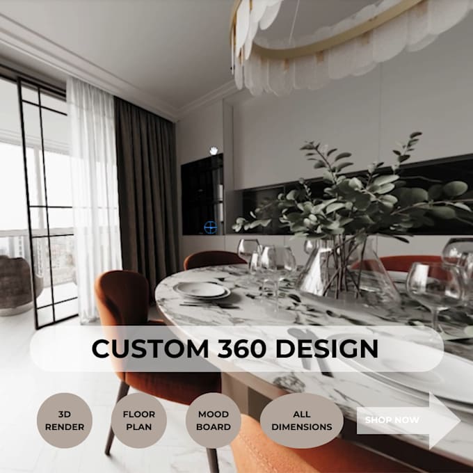 Gig Preview - Render 3d 360 panorama home, room, apartment, cafe