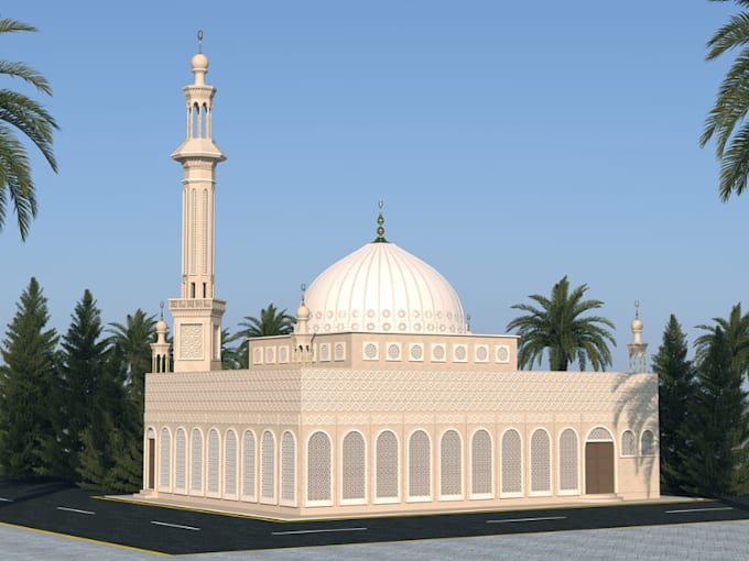 Gig Preview - Design realistic mosque with ultra both interior and exterior