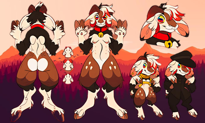 Gig Preview - Draw furry reference sheet furry art fursona character design, oc, nsfw art