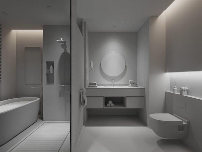 Gig Preview - Model bathroom interior design and render interior and exterior of building