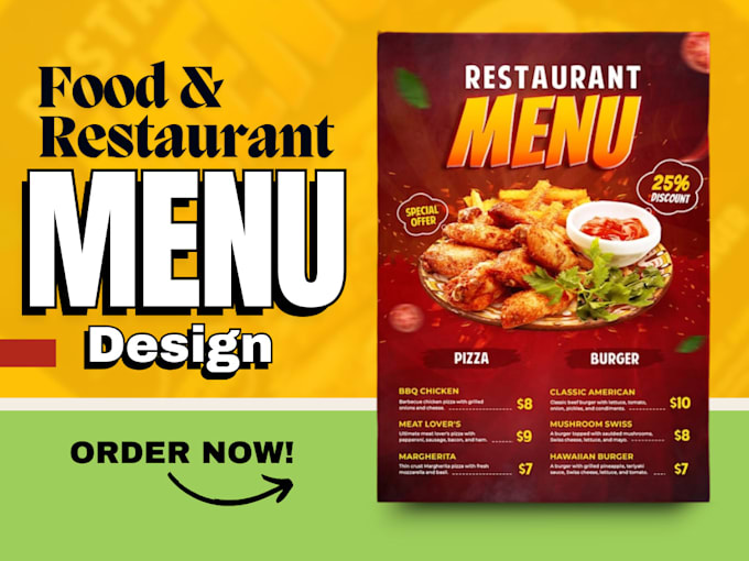 Gig Preview - Design modern food menu and restaurant menu design same day