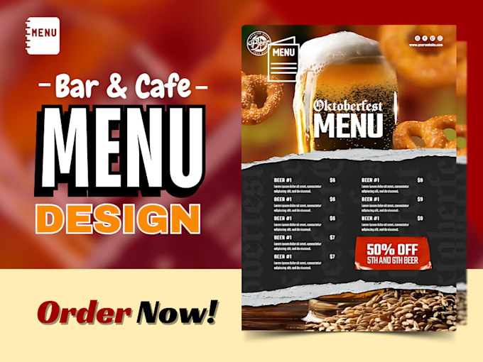 Gig Preview - Design classic menu for restaurant, bar, café, food truck, and price list