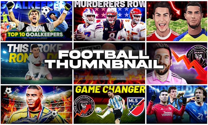 Gig Preview - Do viral football thumbnail for youtube impressive ai football thumbnail