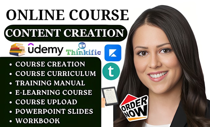 Gig Preview - Do online course creation training manual course content elearning course ppt