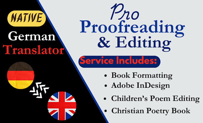 Gig Preview - Proofread, edit and translate your christian and children poetry book to german