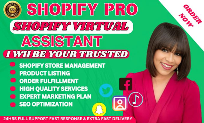 Gig Preview - Be your shopify virtual assistant, shopify manager for shopify marketing va