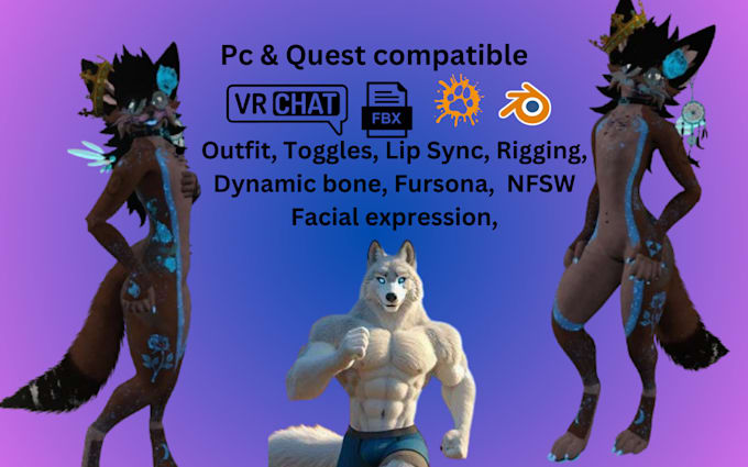 Gig Preview - Create custom furry vrchat avatar 3d vtuber model 3d anime avatar 3d furry nfsw