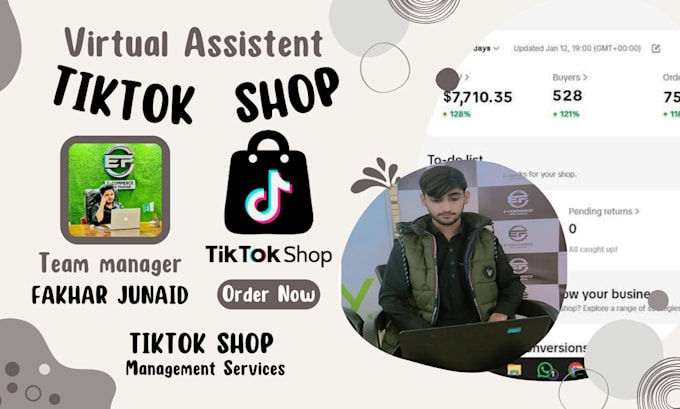 Gig Preview - Manage tiktok shop, dropshiping, setup tik tok shop, create and product listings