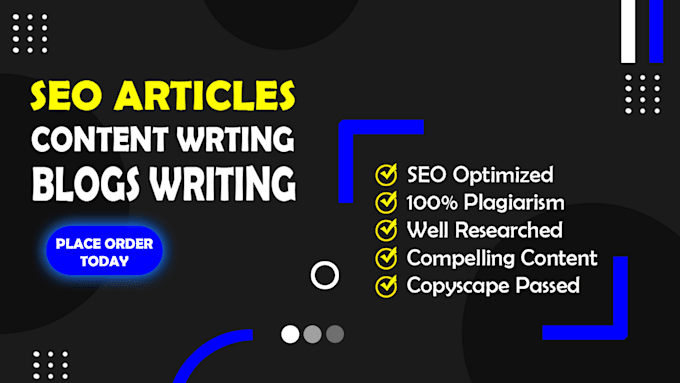 Gig Preview - Do SEO article writing, blog post writing or content writing