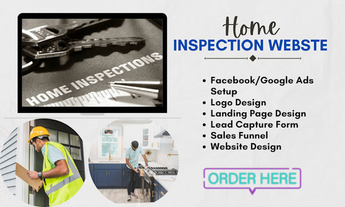 Gig Preview - Build home inspection website home repair home renovation website facebook ads