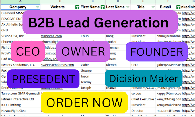 Gig Preview - Do verified b2b lead generation and best contact email list